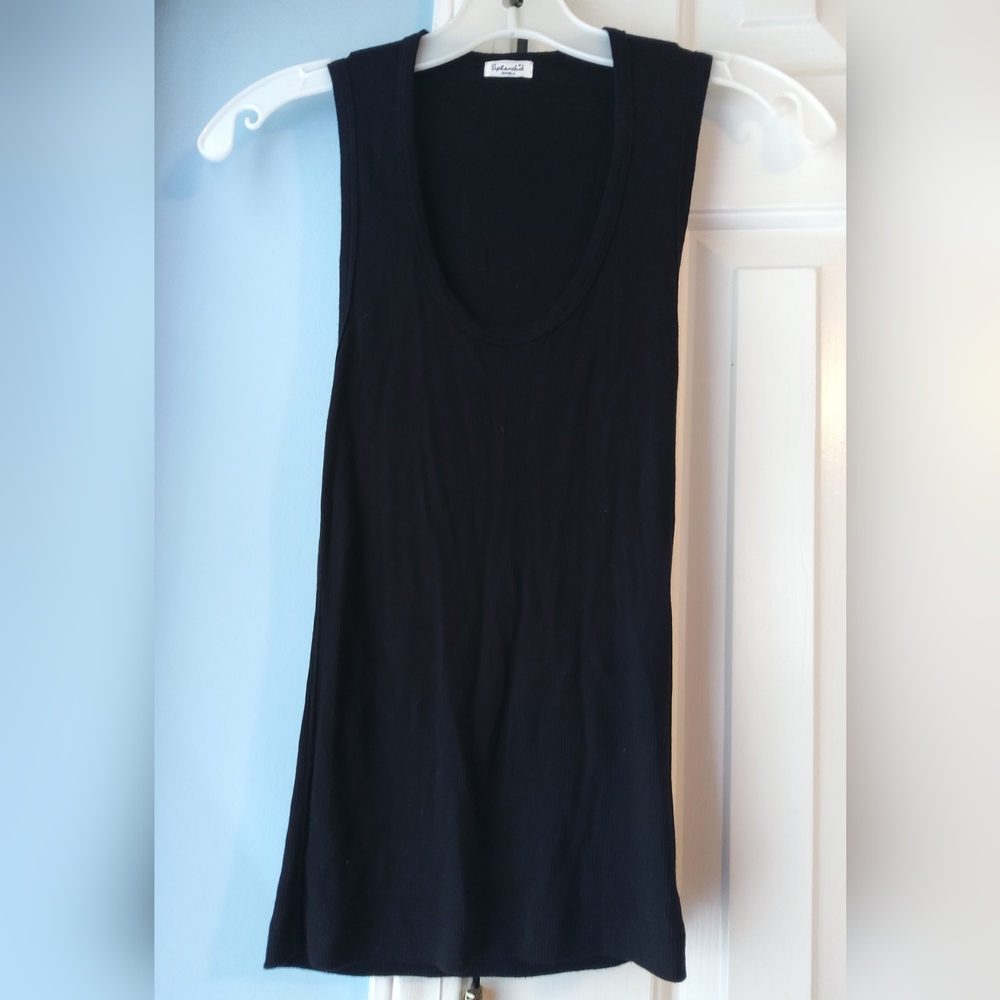 SPLENDID Black Rib Scoop-neck Sleeveless Top